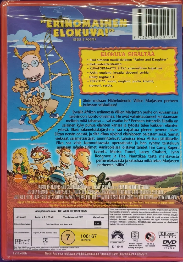 UUSI (DVD) Villit Marjaset - The Wild Thornberrys (2003)