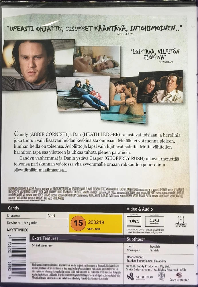 UUSI (DVD) Heath Ledger: Candy (2006) SUOMIKANNET