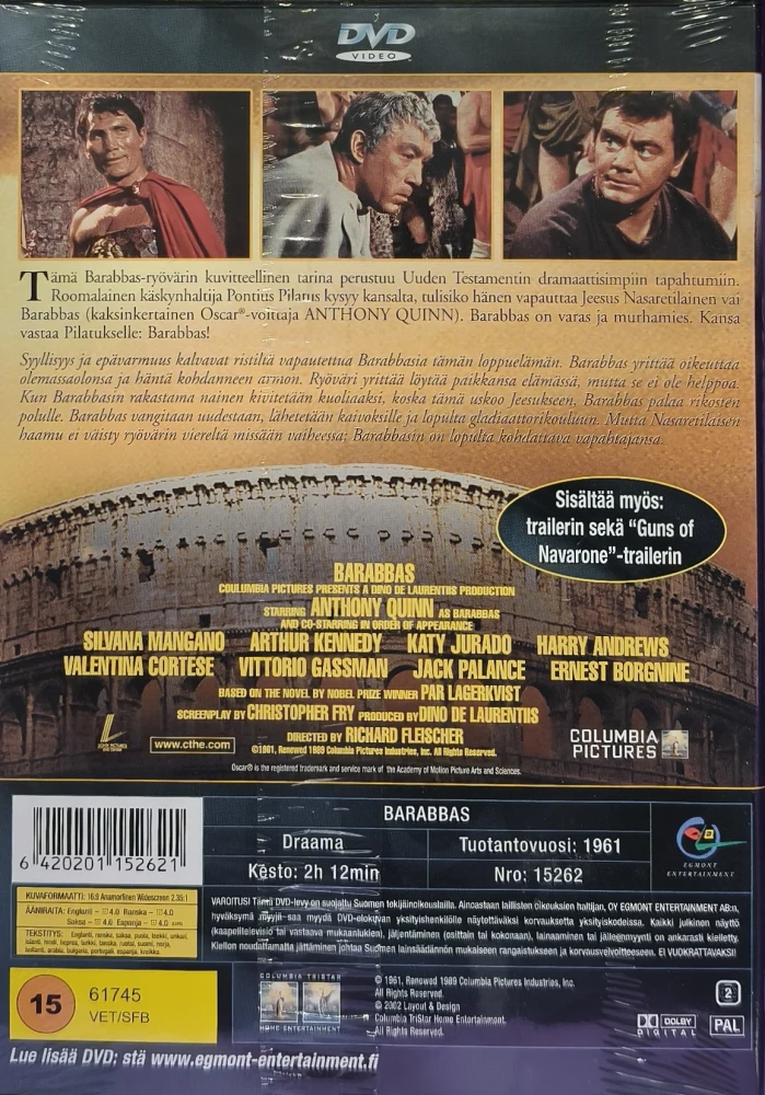 UUSI (DVD) Anthony Quinn: Barabbas (1961) EGMONT