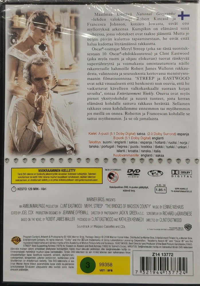UUSI (DVD) Clint Eastwood: Hiljaiset sillat (1995) SUOMIKANNET