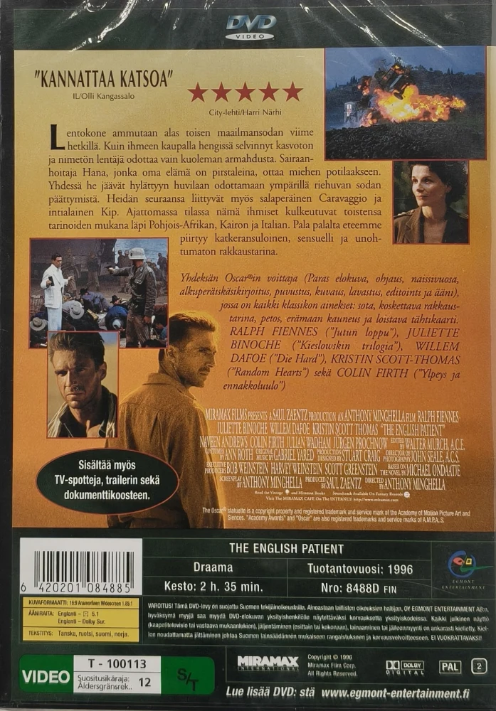 UUSI (DVD) Englantilainen potilas (1996) EGMONT