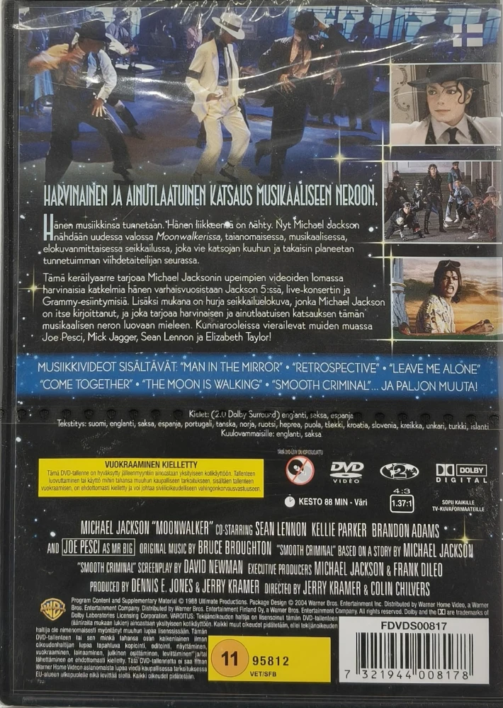 UUSI (DVD) Michael Jackson: Moonwalker (1988) SUOMIKANNET