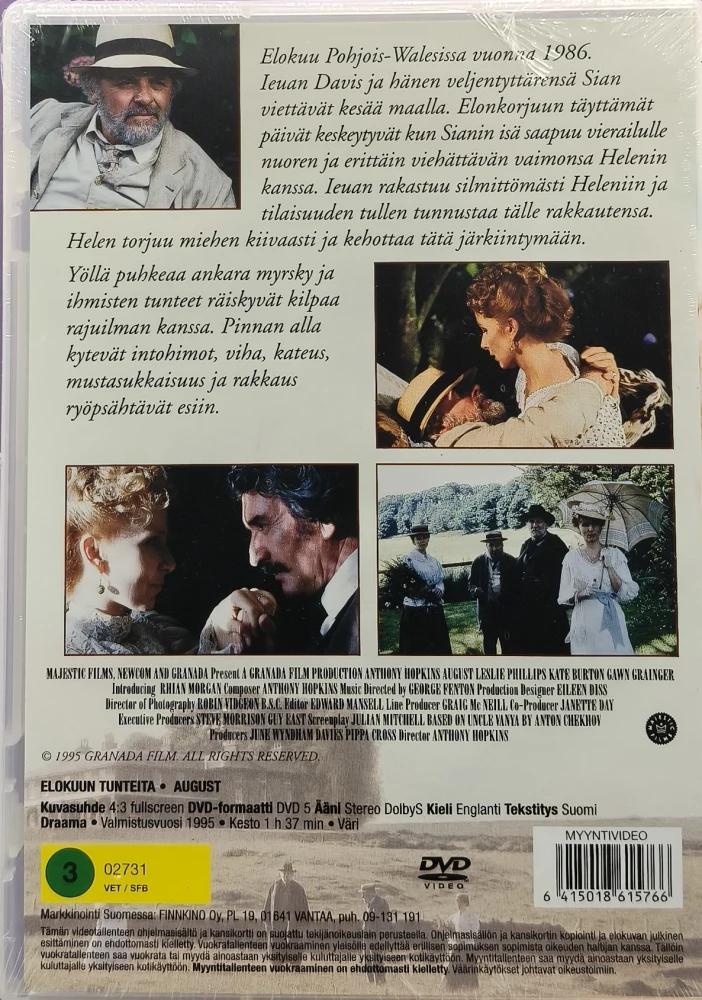 UUSI (DVD) Anthony Hopkins: Elokuun tunteita - August (1995)