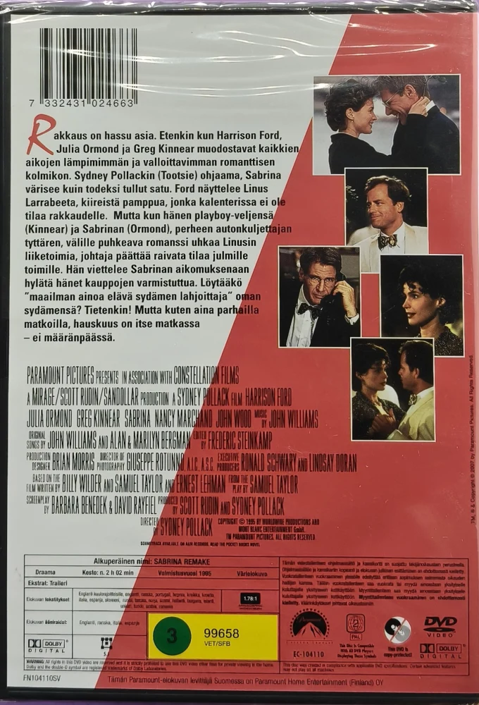 UUSI (DVD) Harrison Ford: Sabrina (1995) SUOMIKANNET