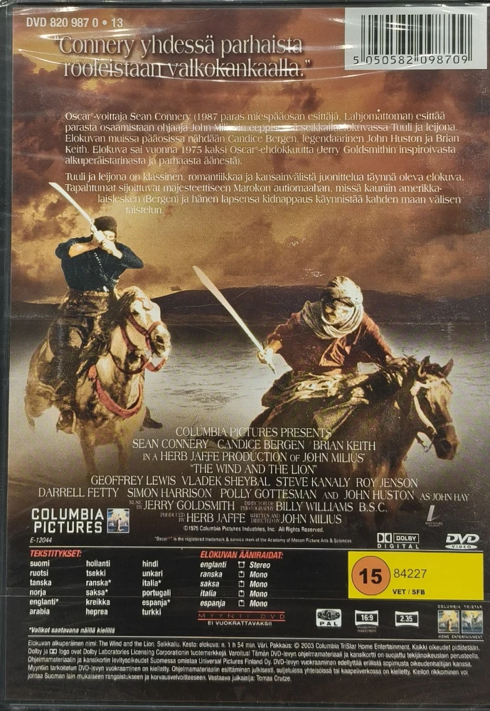 UUSI (DVD) Sean Connery: Tuuli ja Leijona (1975) SUOMIKANNET