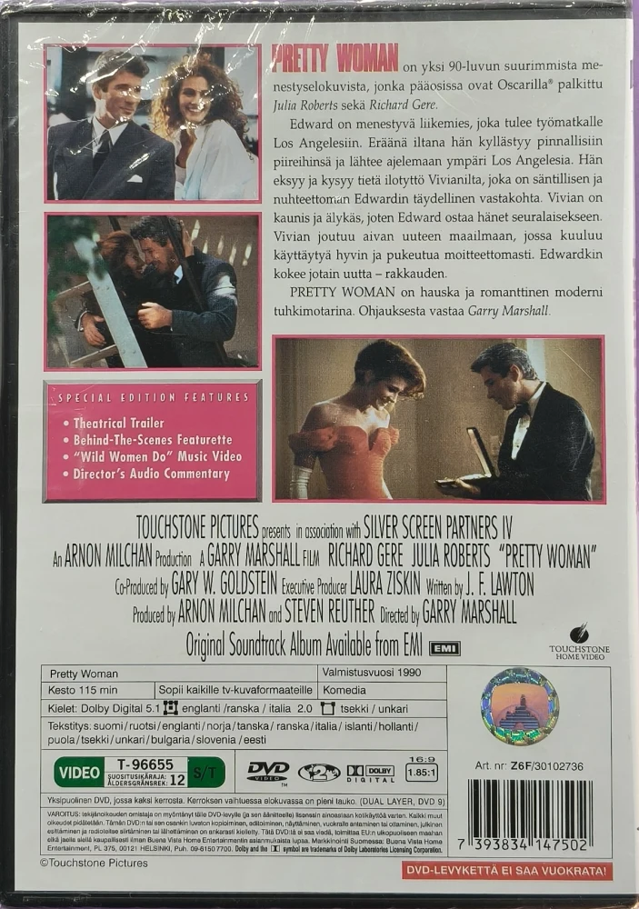 UUSI (DVD) Julia Roberts,  Richard Gere: Pretty Woman (1990) SUOMIKANNET