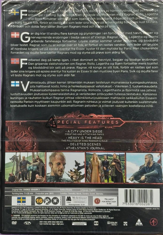 UUSI (3DVD) Viikingit / Vikings: Kausi 3 (2015)