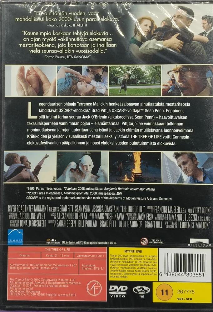 UUSI (DVD) The Tree of Life (2011) Brad Pitt, Sean Penn