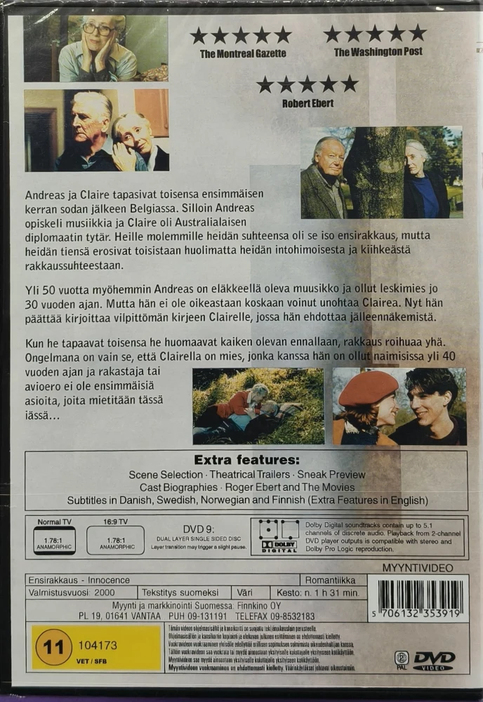 UUSI (DVD) Ensirakkaus - Innocence (2000) Julia Blake, Charles Tingwell