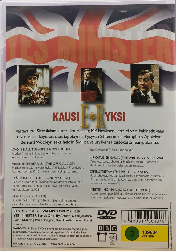 DVD) Kyllä, herra ministeri / Yes Minister - 1 Kausi (1980) BBC