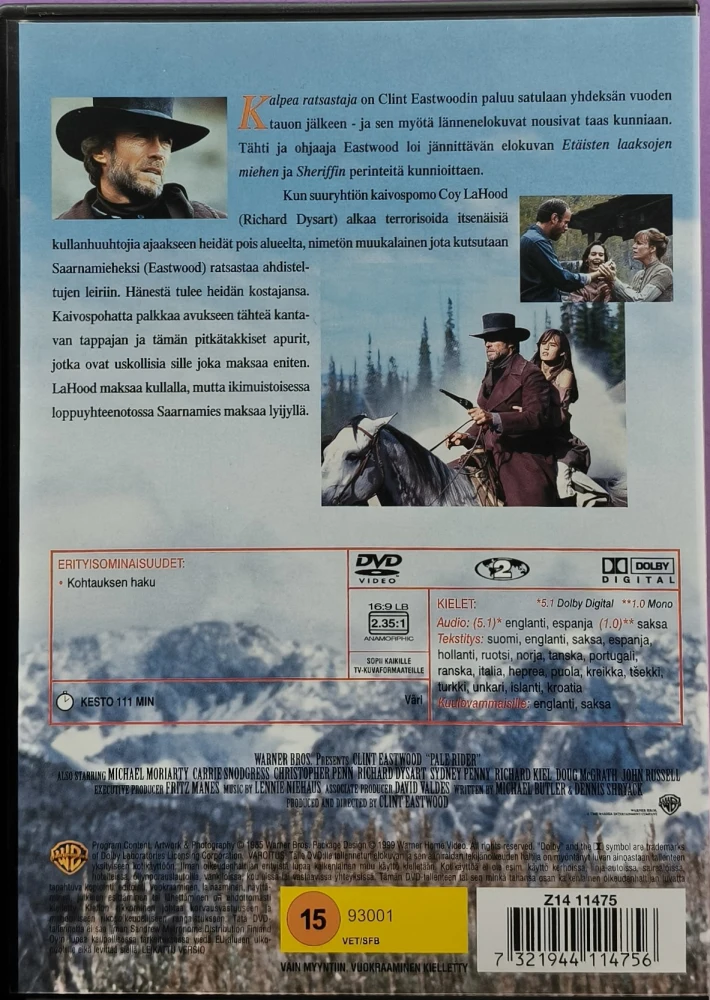 DVD) Clint Eastwood: Kalpea ratsastaja (1985) SUOMIKANNET