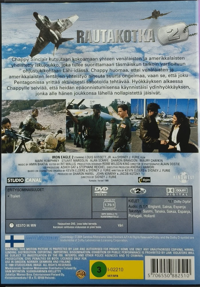 DVD) Rautakotka 2 - Iron Eagle 2 (1988) SUOMIKANNET -  Louis Gossett Jr