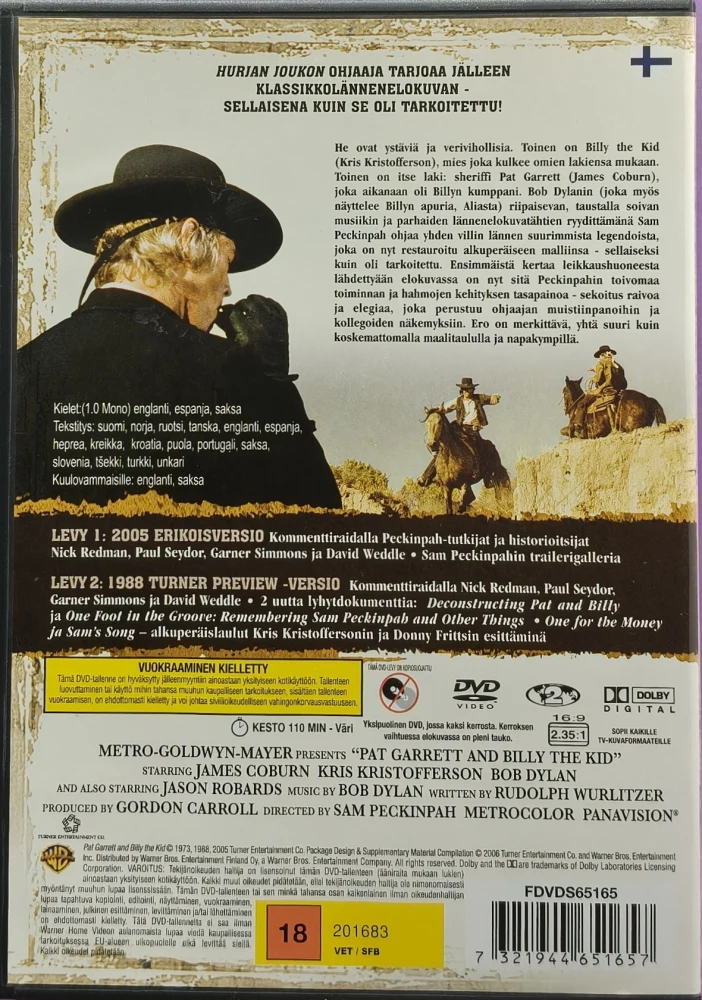 2 DVD) Sam Peckinpah: Pat Garrett ja Billy the Kid (1973)