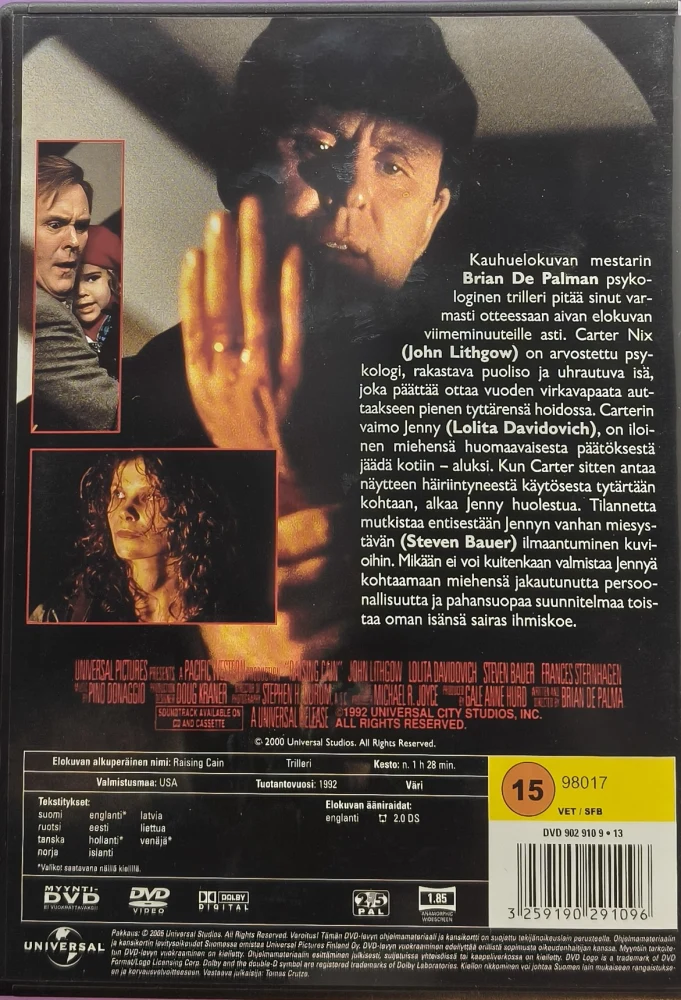 DVD) John Lithgow: Kahdet kasvot (1992) SUOMIKANNET -  Brian De Palma