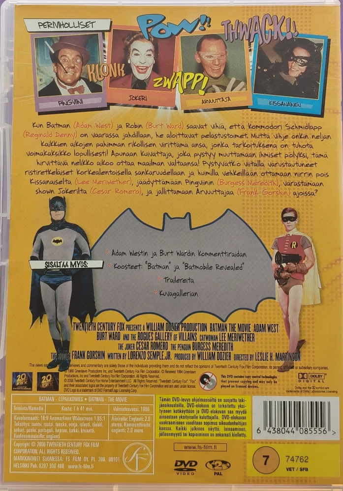 DVD) Adam West: Batman - Lepakkomies (1966)