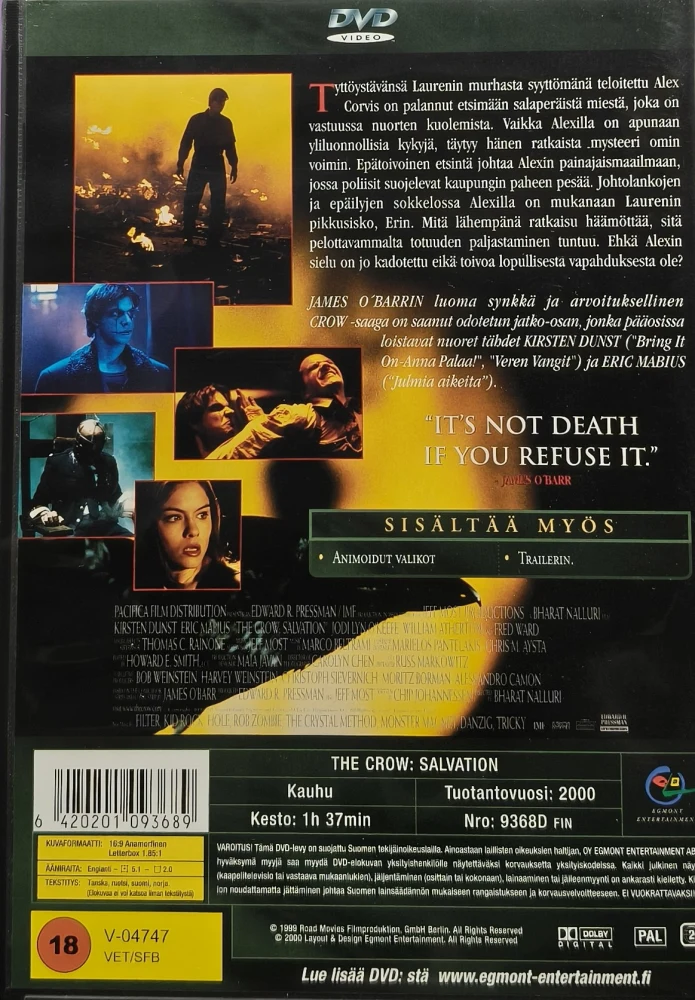 DVD) The Crow: Pelastus - Salvation (2000) EGMONT - SUOMIKANNET