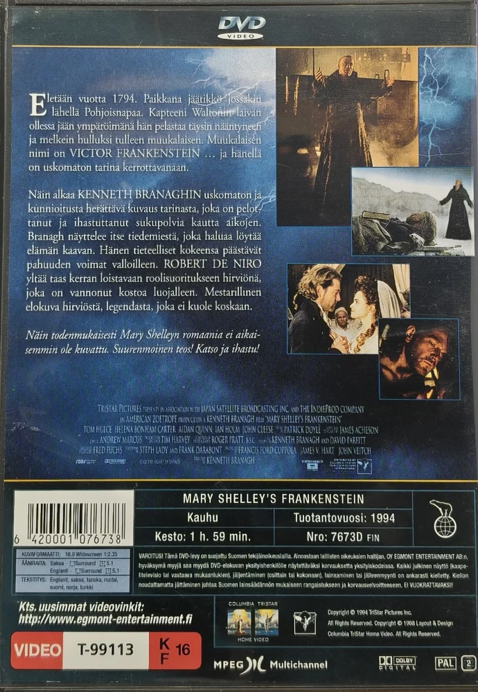 DVD) Robert De Niro: Mary Shelleyn Frankenstein (1994) EGMONT