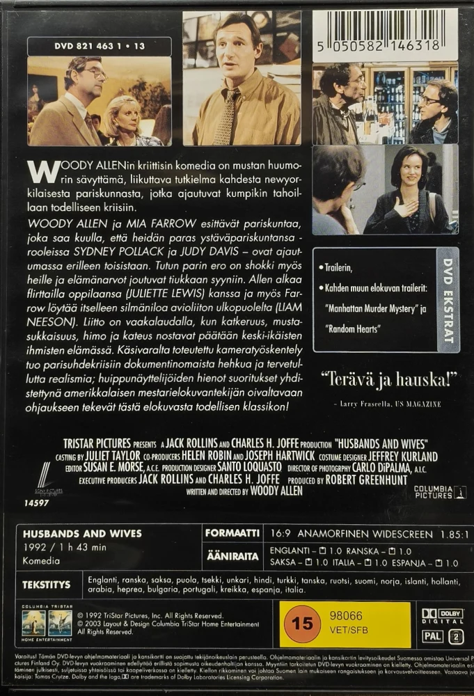 DVD) Woody Allen: Miehiä ja vaimoja (1992) SUOMIKANNET