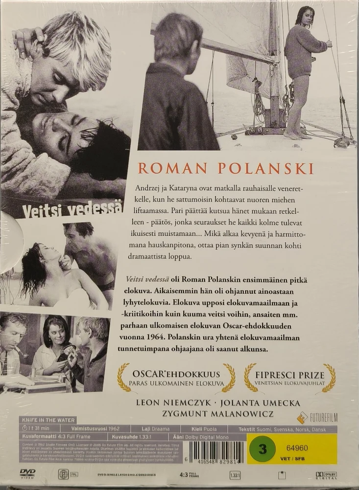 UUSI (DVD) Roman Polanski: Veitsi vedessä (1962) SUOMIKANNET