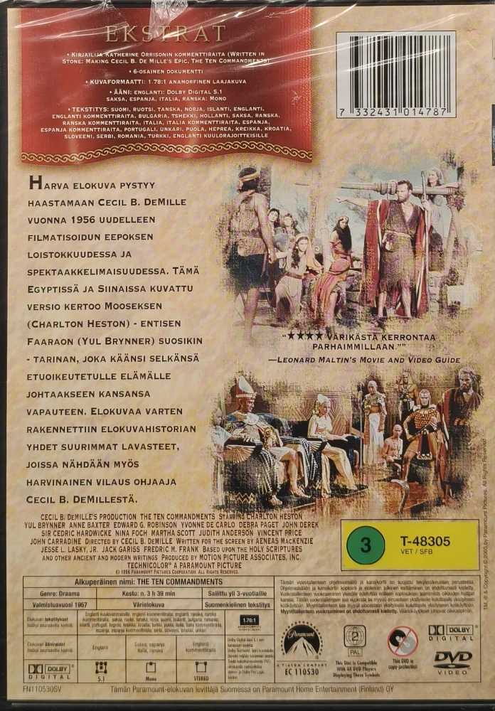 UUSI (2 DVD) Kymmenen käskyä - The Ten Commandments(1956)