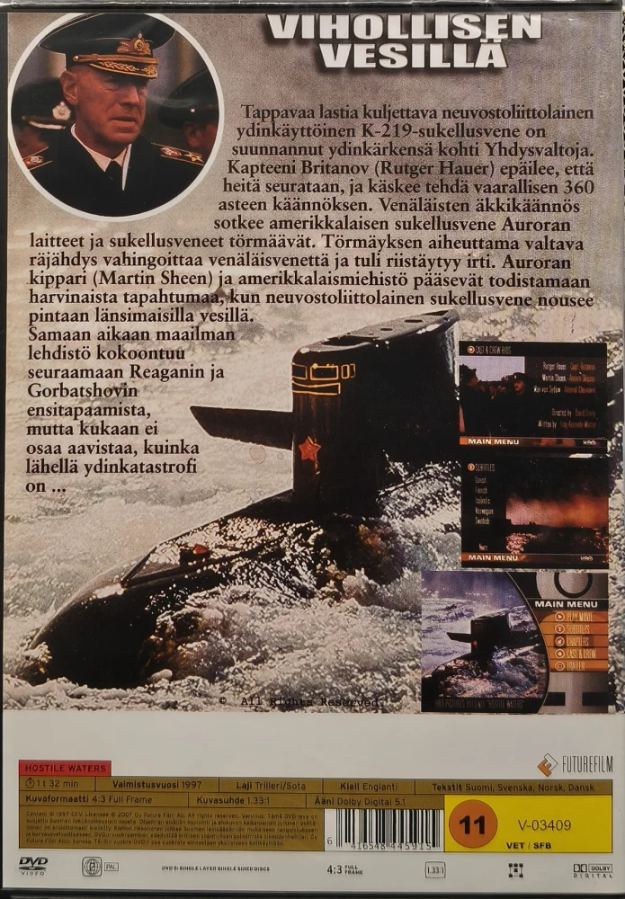 UUSI (DVD) Rutger Hauer: Vihollisen Vesillä (1997)