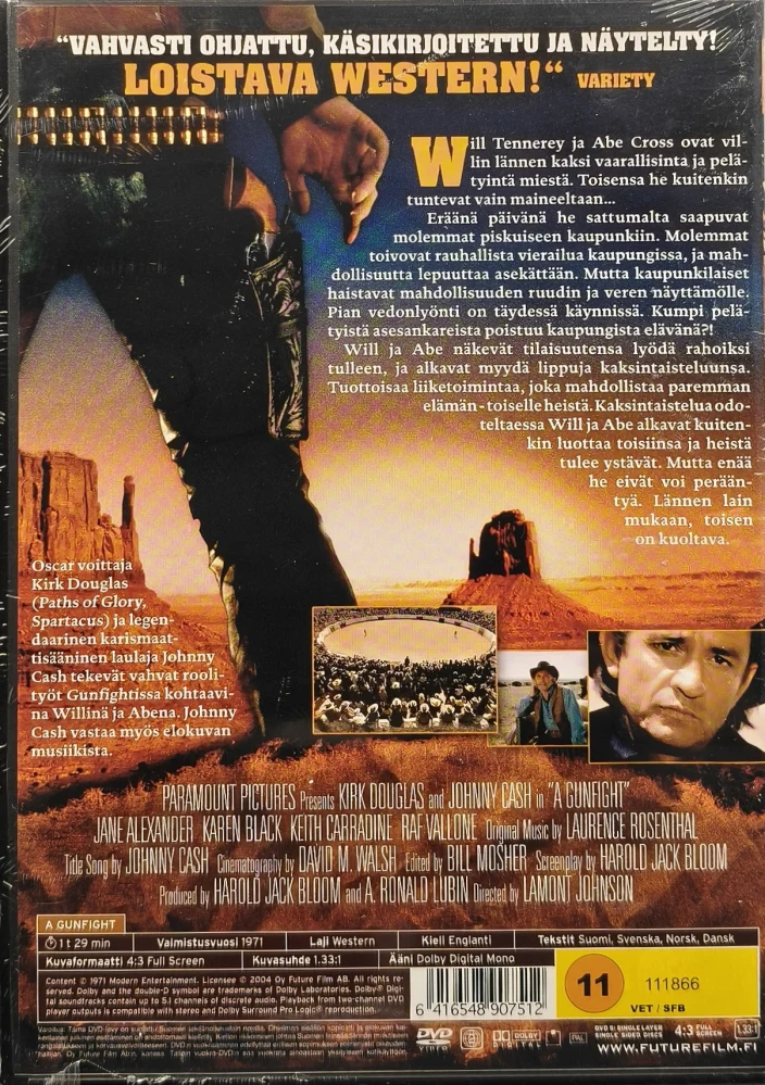UUSI (DVD) Gunfight (1971) Kirk Douglas, Johnny Cash