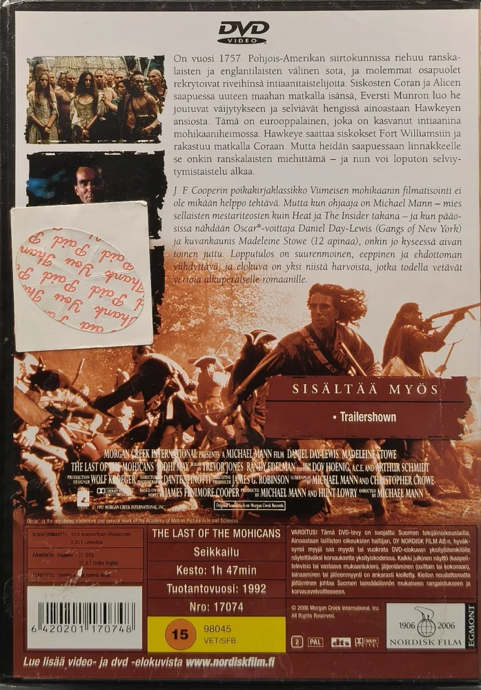 UUSI (DVD) Viimeinen Mohikaani (1992) SUOMIKANNET