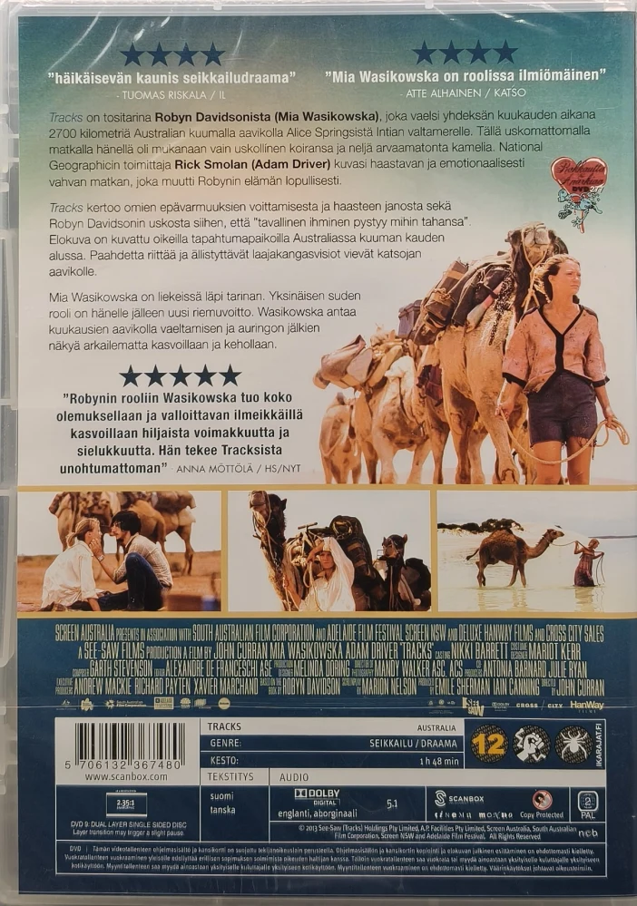 UUSI (DVD) Mia Wasikowska: Tracks (2013) SUOMIKANNET