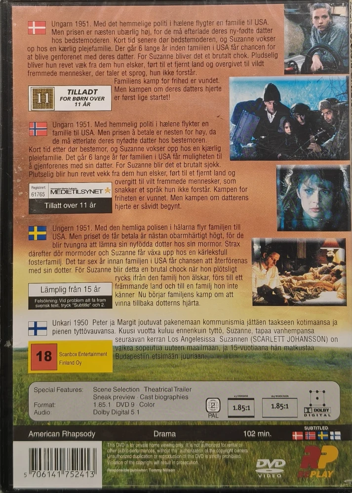 UUSI (DVD) Scarlett Johansson Nastassja Kinski: AMERICAN RHAPSODY (2001)