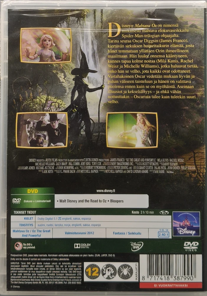 UUSI (DVD) DISNEY: Mahtava Oz (2013) James Franco, Mila Kunis.