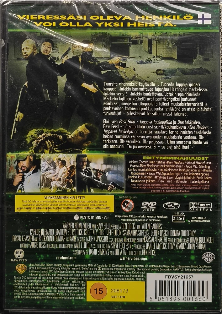 UUSI (DVD) Alien Raiders - Tappavat tunkeilijat (2008)