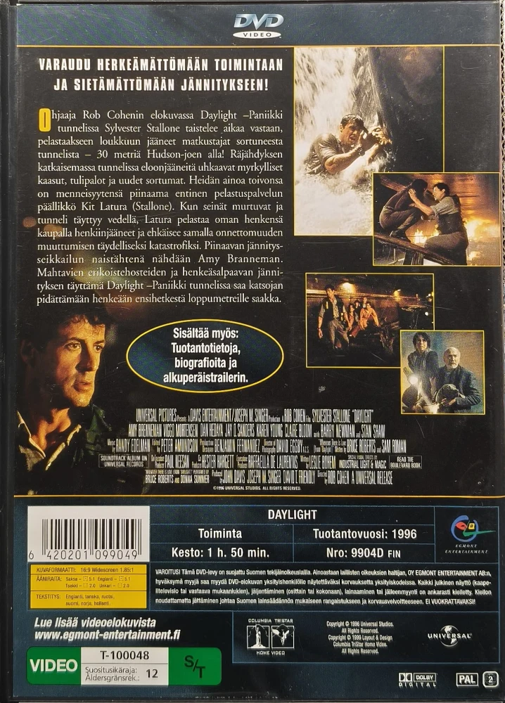 DVD) Sylvester Stallone: Daylight - Paniikki tunnelissa (1996) EGMONT