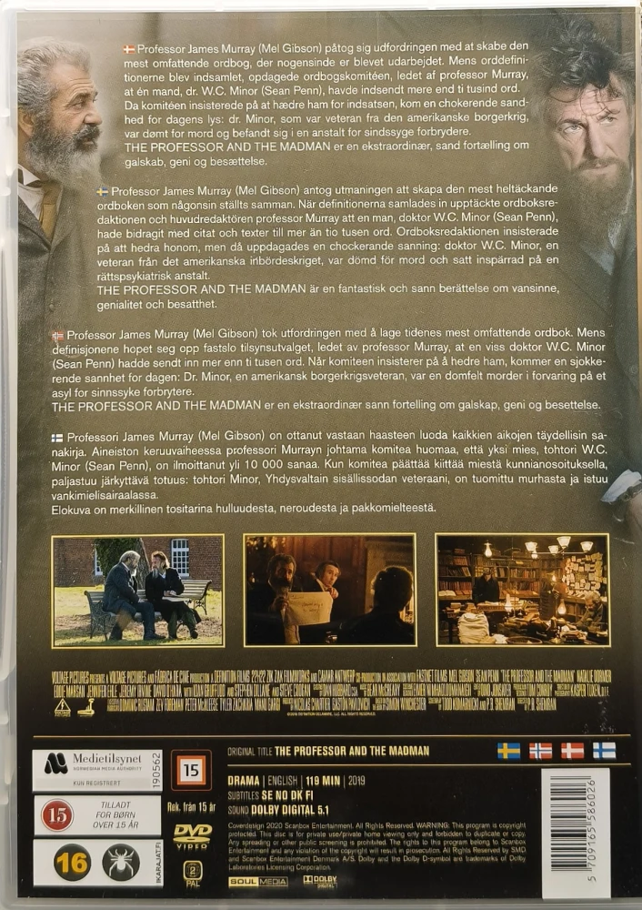 DVD) Mel Gibson, Sean Penn: The Professor and the madman (2019)