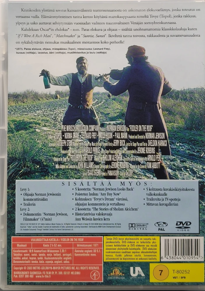 2 DVD) Viulunsoittaja katolla (1971) SUOMIKANNET