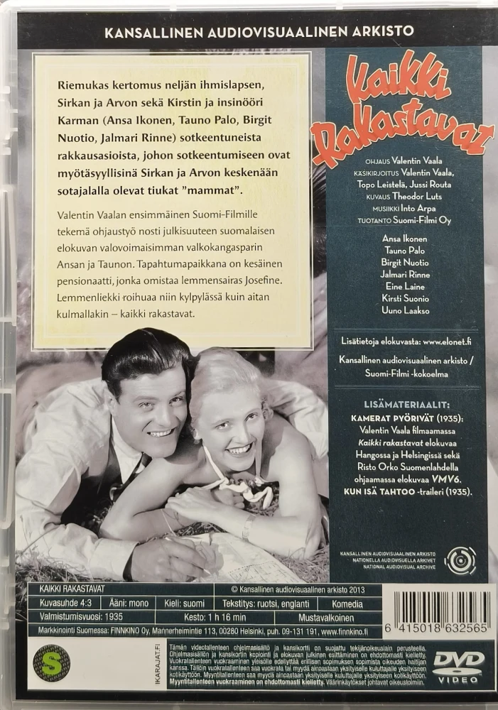 DVD) Kaikki Rakastavat (1935) Ansa Ikonen, Tauno Palo