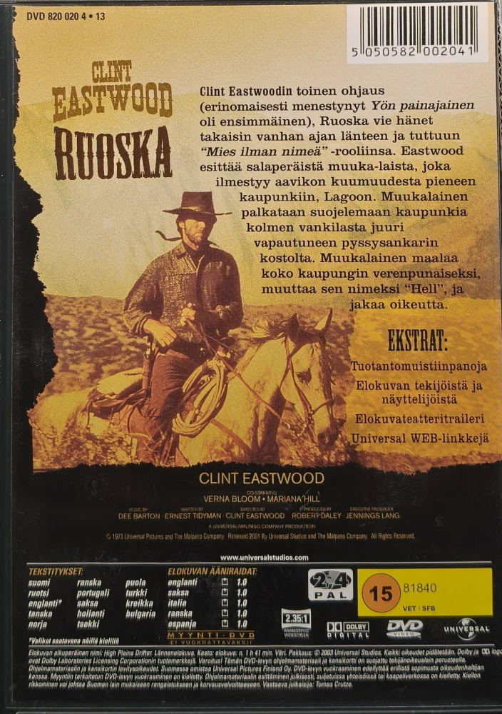 DVD) Clint Eastwood: Ruoska (1973) SUOMIKANNET