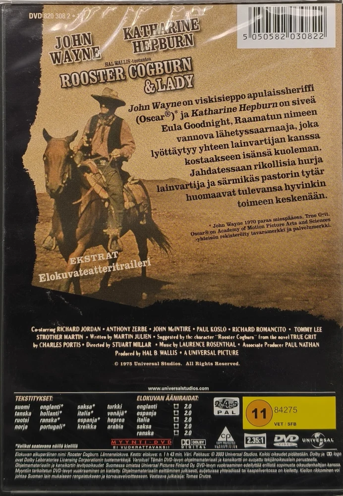 UUSI (DVD) John Wayne: Rooster Cogburn & Lady (1975)