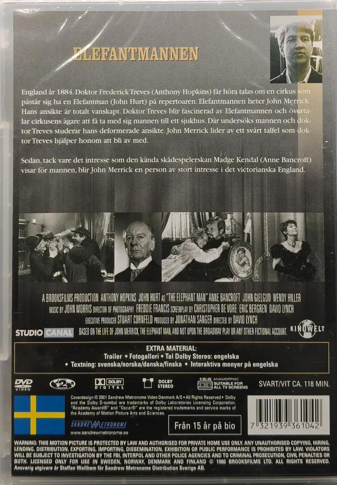 UUSI (DVD) Elefanttimies - The Elephant Man (1980)