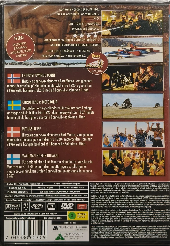 UUSI (DVD) The World's Fastest Indian  - Maailman nopein intiaani (2005)