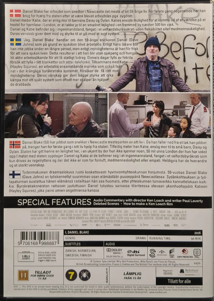 DVD) I, Daniel Blake (2016) Dave Johns, Hayley Squires