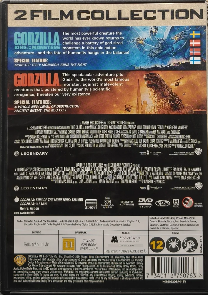 2 DVD) Godzilla (2014) & King of the Monsters (2019) SUOMITEKSTIT