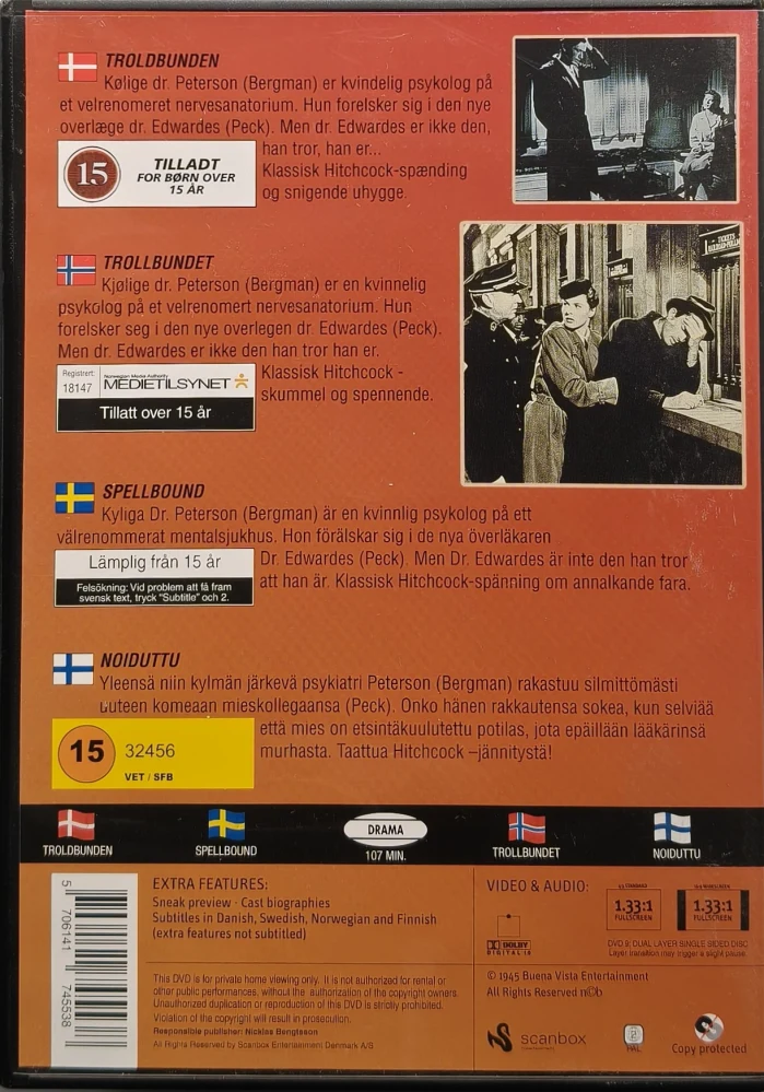 DVD) Alfred Hitchcock: Spellbound - Noiduttu (1945) SUOMITEKSTIT