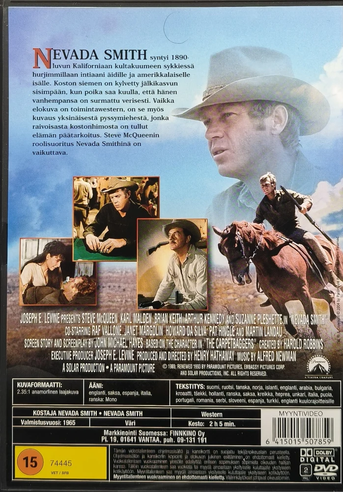 DVD) Steve McQueen: Kostaja Nevada Smith (1966) SUOMIKANNET