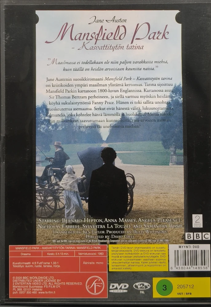 2 DVD) Mansfield Park - Kasvattitytön Tarina (1983) SUOMIKANNET