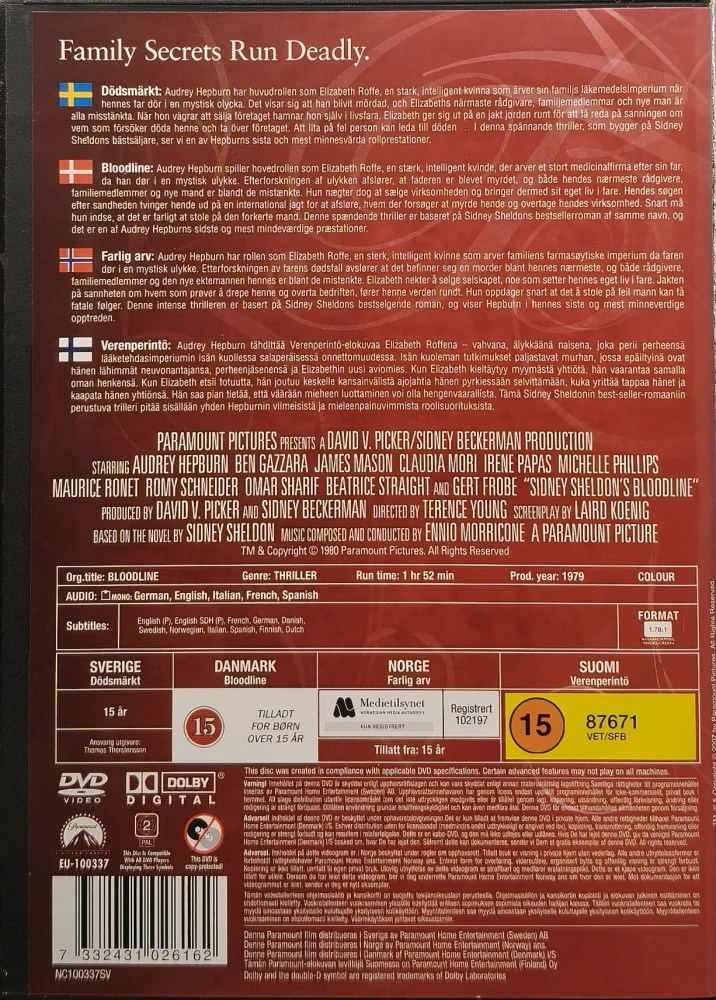 DVD) Audrey Hepburn: Bloodline - Verenperintö (1979)