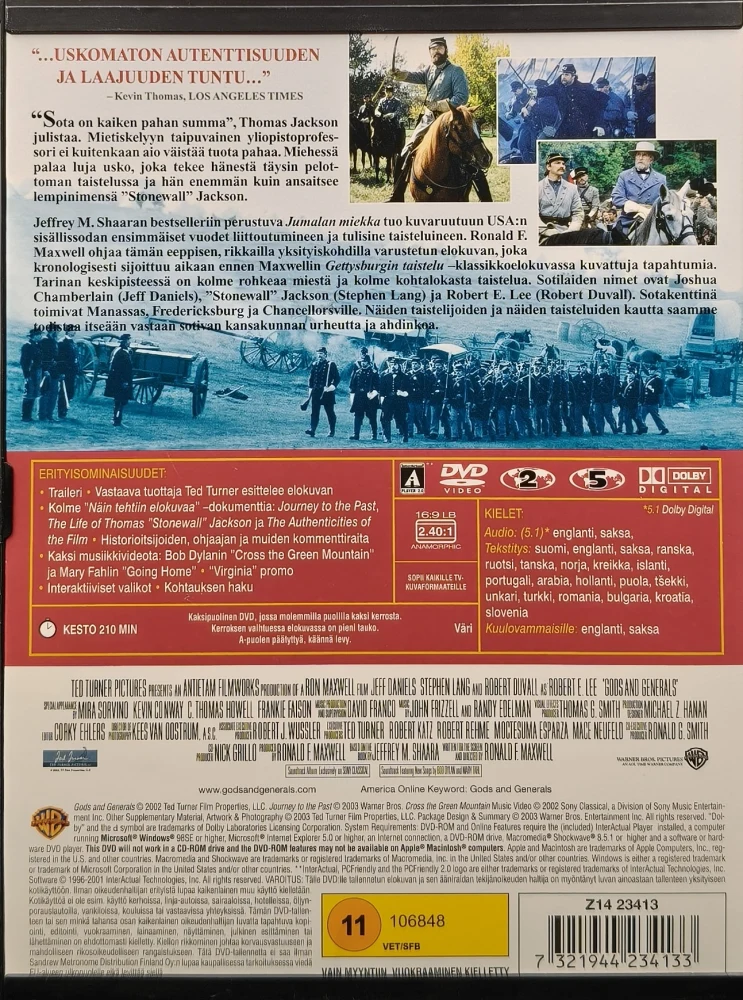 DVD) Jumalan Miekka - Gods and Generals (2003) SUOMIKANNET