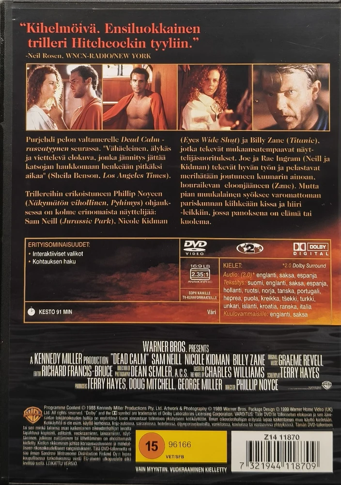 DVD) Nicole Kidman: Dead Calm - Rasvatyyni (1989) SUOMIKANNET
