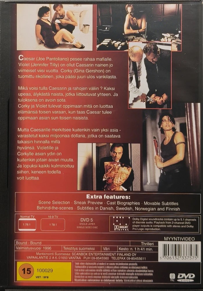 DVD) Gina Gershon, Jennifer Tilly: Bound (1996) SUOMIKANNET