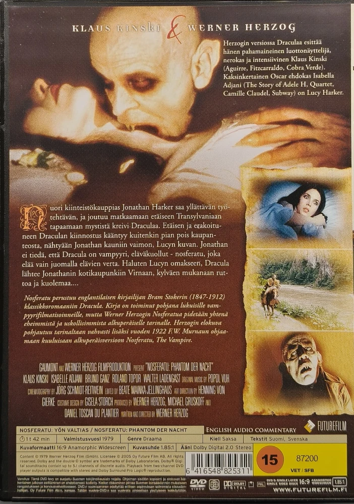 DVD) Werner Herzog & Klaus Kinski : NOSFERATU - yön valtias (1979) SUOMIKANNET