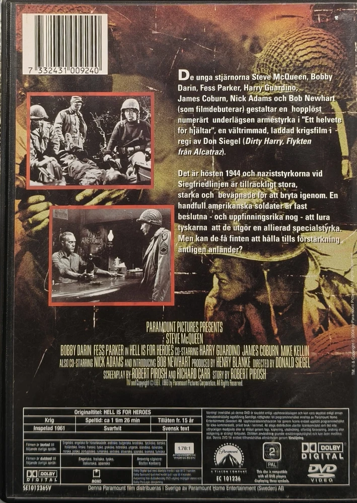 DVD) Steve McQueen: Hell Is for Heroes - 6 urhoa (1962) SUOMITEKSTIT